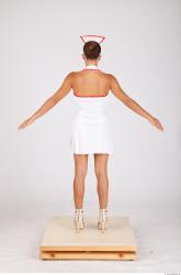 Whole Body Woman White Uniform Slim Studio photo references